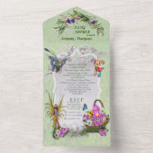 春の花と妖精すべてを1つの赤ちゃんシャワー オールインワン招待状 (内側)