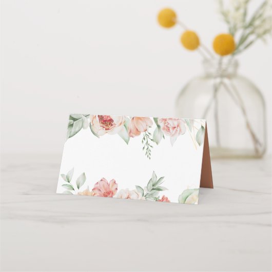 春の花と緑のカスタム プレイスカード (正面)