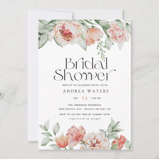 春の花と緑 |ブライダルシャワー 招待状 (正面)