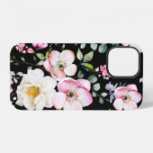 春の花と葉のシームレスパターン H iPhoneケース (裏面横)