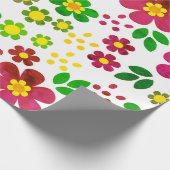 春の花と葉のパターン ラッピングペーパー (角)