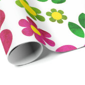 春の花と葉のパターン ラッピングペーパー (ロールコーナー)