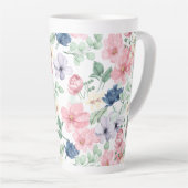 春の花と葉パターン カフェラテマグ (右アングル)