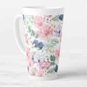 春の花と葉パターン カフェラテマグ (左アングル)