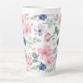春の花と葉パターン カフェラテマグ (正面)