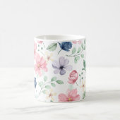 春の花と葉パターン コーヒーマグカップ (中央)