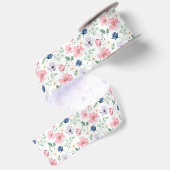 春の花と葉パターン サテンリボン (裏面)