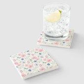 春の花と葉パターン ストーンコースター (横)