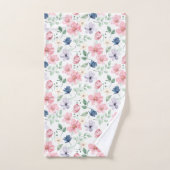 春の花と葉パターン バスタオルセット (ハンドタオル)