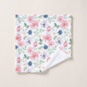 春の花と葉パターン バスタオルセット (ウォッシュタオル)