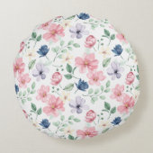 春の花と葉パターン ラウンドクッション (裏面)