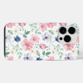 春の花と葉パターン iPhoneケース (裏面横)