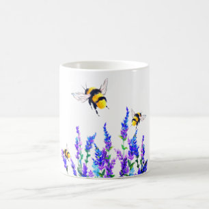 春の花と蜂でマグカップ飛んでいる コーヒーマグカップ
