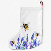 春の花と蜂の飛んでいるクリスマスストッキング スモールクリスマスストッキング (裏面)