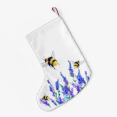 春の花と蜂の飛んでいるクリスマスストッキング スモールクリスマスストッキング (裏面 (吊り時))