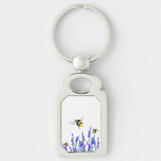 春の花と蜂キーチ飛んでいるェン キーホルダー (正面)