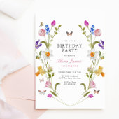 春の花と蝶の誕生日 招待状