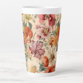 春の花と蝶開花 カフェラテマグ