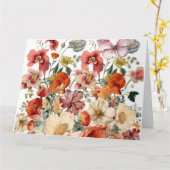 春の花と蝶開花 カード (黄色い花)