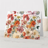 春の花と蝶開花 カード (裏面)