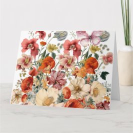 春の花と蝶開花 カード