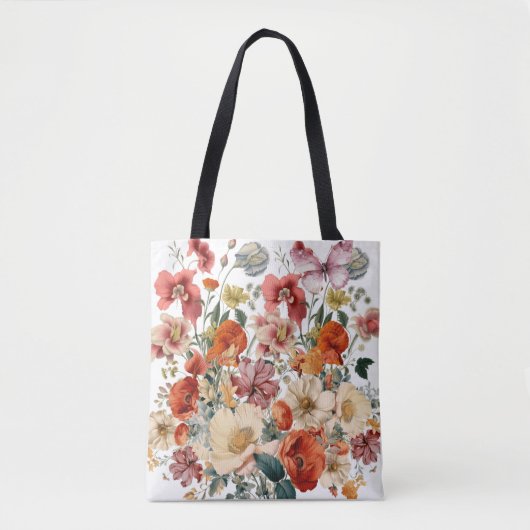 春の花と蝶開花 トートバッグ (正面)