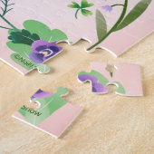 春の花と跳躍するウサギ | ジグソーパズル (側面)