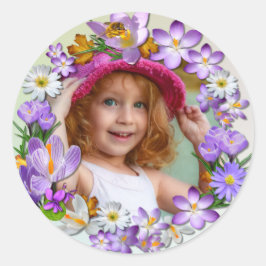 春の花による写真の追加 ラウンドシール