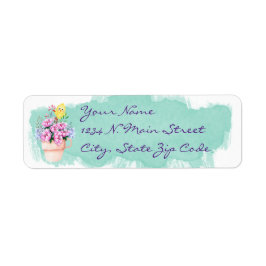 春の花に黄色い鳥がいる ラベル