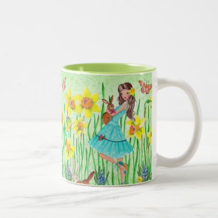春の花のかわいくかわいらしいマグ ツートーンマグカップ