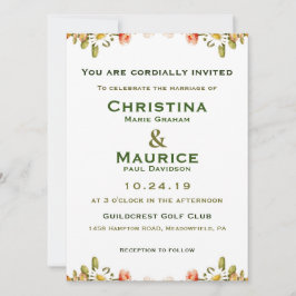 春の花のイエローグリーン結婚式招待状