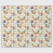 春の花のウサギたちがいっぱい ラッピングペーパー (フラット)