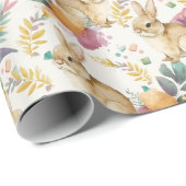 春の花のウサギたちがいっぱい ラッピングペーパー (ロールコーナー)
