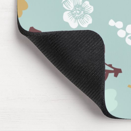 春の花のガーリーでモダンでシックで青い花パターン マウスパッド (コーナー)