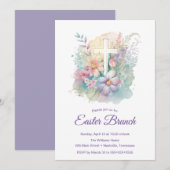 春の花のクロス イースター ランチ 招待状 (正面/裏面)