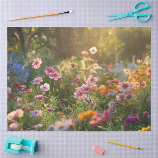 春の花のデコパージュ 薄葉紙 (クラフト)