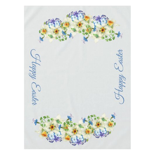 春の花のハッピーイースター テーブルクロス (正面)