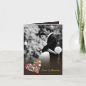 春の花のハートの結婚は写真カード感謝していしています サンキューカード (正面)