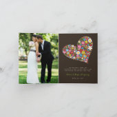 春の花のハートの結婚は写真カード感謝していしています サンキューカード (内部)