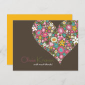 春の花のハート愛ブライダルシャワーの結婚 サンキューカード (正面/裏面)
