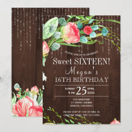 春の花のバラのブッシュ ローズ バーンワッド スウィート16 招待状