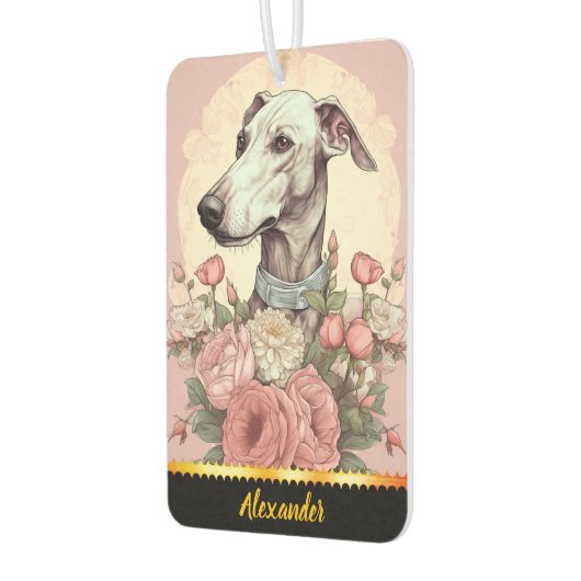 春の花のバラの中のグレイハウンド カーエアーフレッシュナー (左)