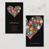 春の花のバレンタインのハート愛プロフィールカード 名刺 (正面/裏面)