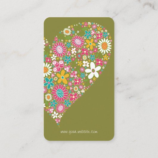 春の花のバレンタインのハート愛プロフィールカード 名刺 (裏面)