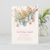 春の花のバースデーパーティー招待状 招待状 (スタンド正面)