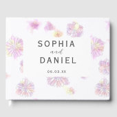 春の花のパーソナライズされた水結婚色 ゲストブック (正面)