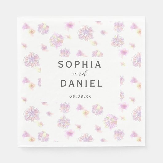 春の花のパーソナライズされた水結婚色 スタンダードランチョンナプキン (正面)