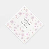 春の花のパーソナライズされた水結婚色 スタンダードランチョンナプキン (角)