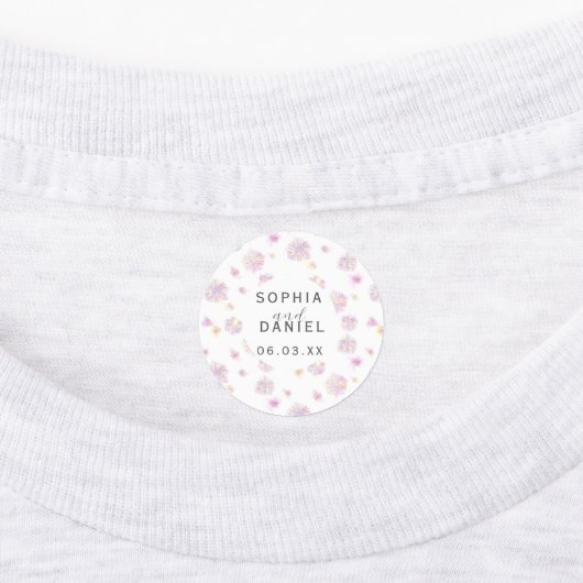 春の花のパーソナライズされた水結婚色 ラベル (貼付)