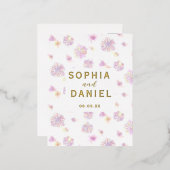 春の花のパーソナライズされた水結婚色 箔招待状ポストカード (正面/裏面)